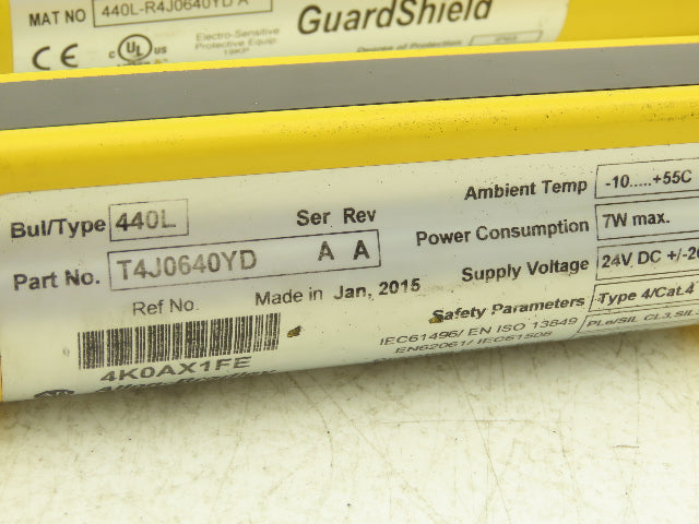 440L-P4J0640YD Guardshield Safety Light Curtain Transmitter/Receiver Set-Parts