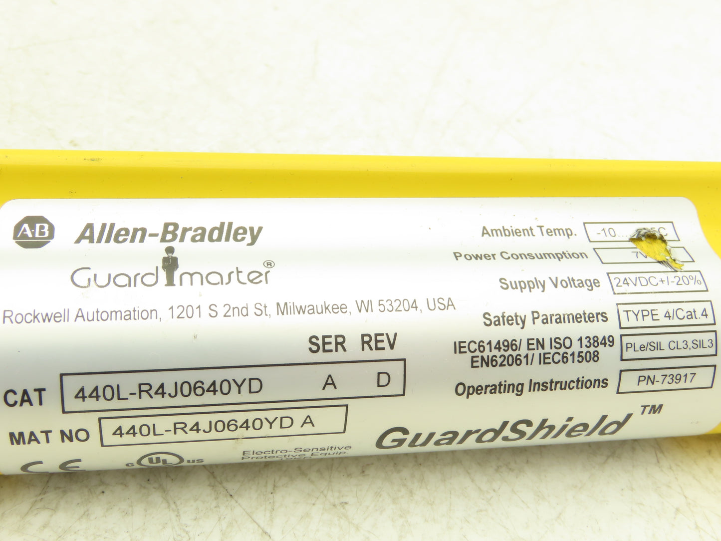 440L-R4J0640YD Guardmaster Guardshield Safety Light Curtain Receiver Only 640mm