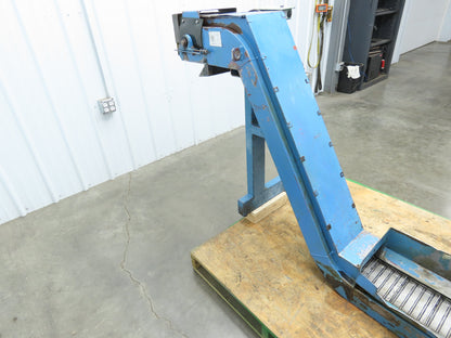 Tsubaki 10"W x 90"L Chip Conveyor 7.5"Belt 45" Infeed 38"H Discharge 220V 3PH