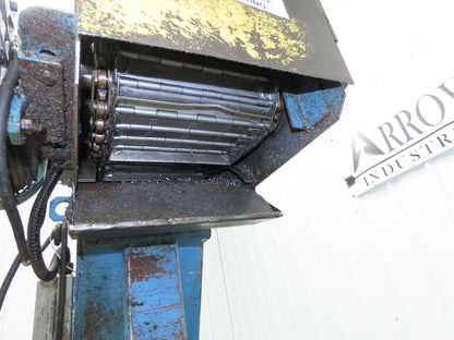 Tsubaki 10"W x 90"L Chip Conveyor 7.5"Belt 45" Infeed 38"H Discharge 220V 3PH