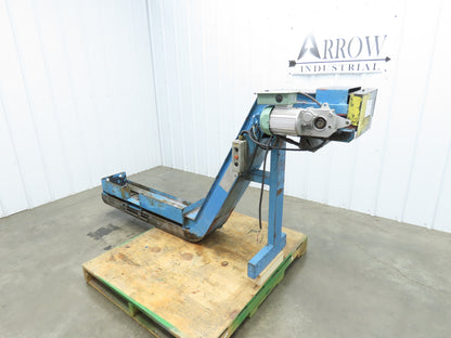 Tsubaki 10"W x 90"L Chip Conveyor 7.5"Belt 45" Infeed 38"H Discharge 220V 3PH