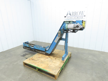 Tsubaki 10"W x 90"L Chip Conveyor 7.5"Belt 45" Infeed 38"H Discharge 220V 3PH