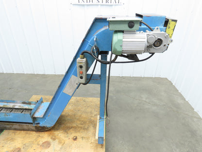 Tsubaki 10"W x 90"L Chip Conveyor 7.5"Belt 45" Infeed 38"H Discharge 220V 3PH