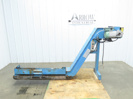 Tsubaki 10"W x 90"L Chip Conveyor 7.5"Belt 45" Infeed 38"H Discharge 220V 3PH