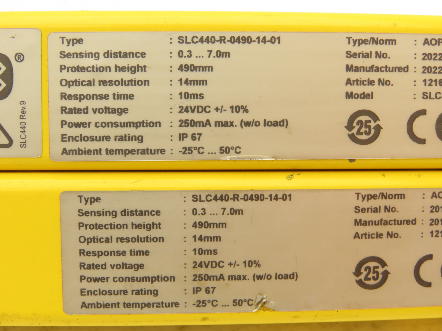 Schmersal SLC440-R-0490-14-01 Safety Light Curtain Receiver -READ_ Lot of 2