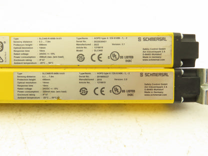 Schmersal SLC440-R-0490-14-01 Safety Light Curtain Receiver -READ_ Lot of 2