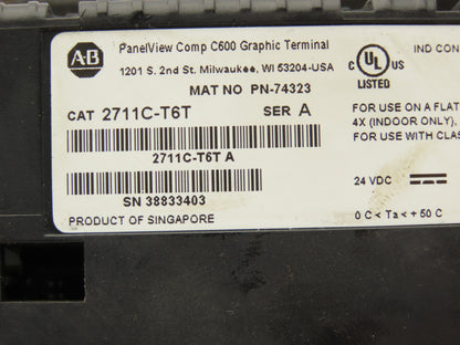 Allen Bradley 2711C-T6T PanelView C600 HMI Control Panel Ser A 24VDC