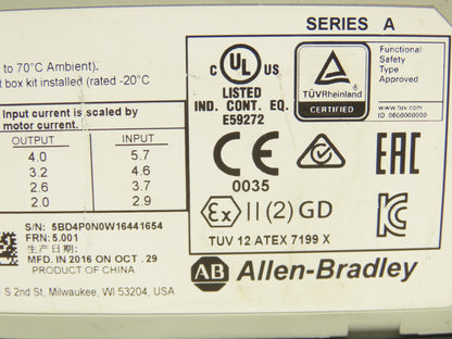 Allen Bradley 25B-D4P0N104 PowerFlex 525 AC Drive 1.5kW 2Hp 380-480V 3ph Ser A
