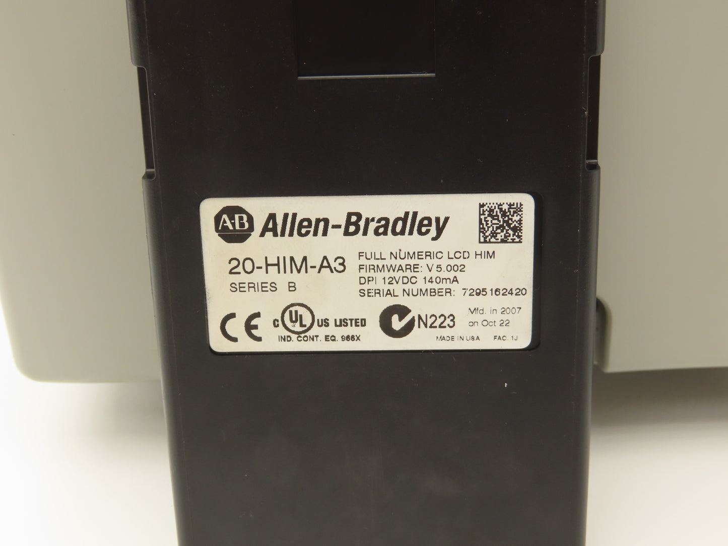 Allen Bradley 20AD022A0AYNADNN PowerFlex 70 VFD 15Hp 480V 3Ph 20A Ser A FW 1.012
