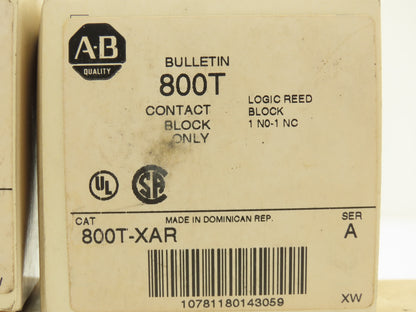 Allen Bradley 800T-XAR Logic Reed 30mm Pushbutton Contact Block 1NO 1NC Lot of 7