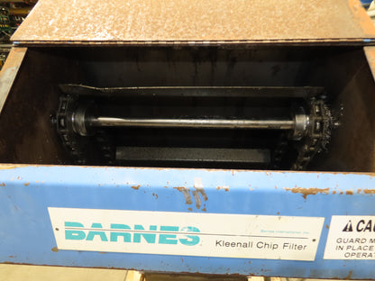 Barnes Kleenall Chip Conveyor Scraper Chain Coolant Filter 25"x72" Infeed 55"H
