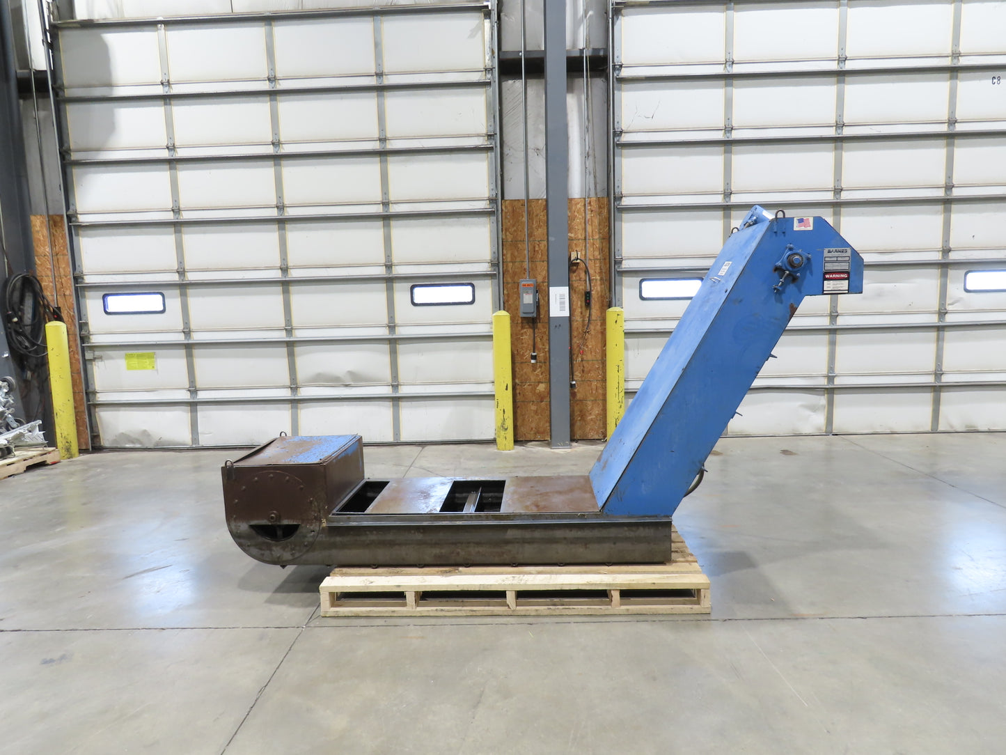 Barnes Kleenall Chip Conveyor Scraper Chain Coolant Filter 25"x72" Infeed 55"H