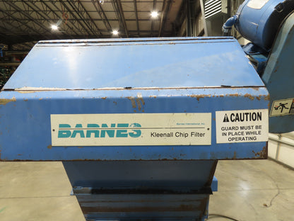 Barnes Kleenall Chip Conveyor Scraper Chain Coolant Filter 25"x72" Infeed 55"H