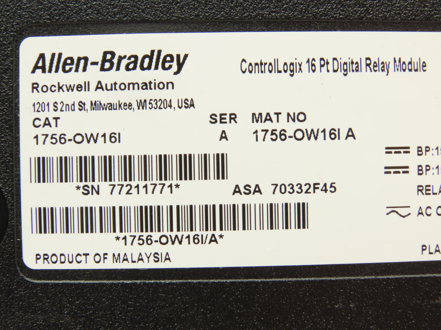 Allen Bradley 1756-OW16I A ControlLogix 16PT Relay Output 24V FW 3.003 Ser A READ