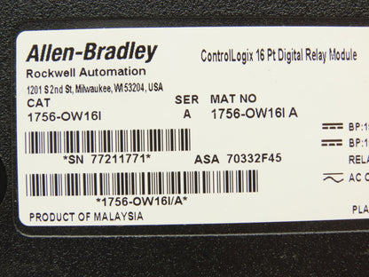 Allen Bradley 1756-OW16I A ControlLogix 16PT Relay Output 24V FW 3.003 Ser A READ