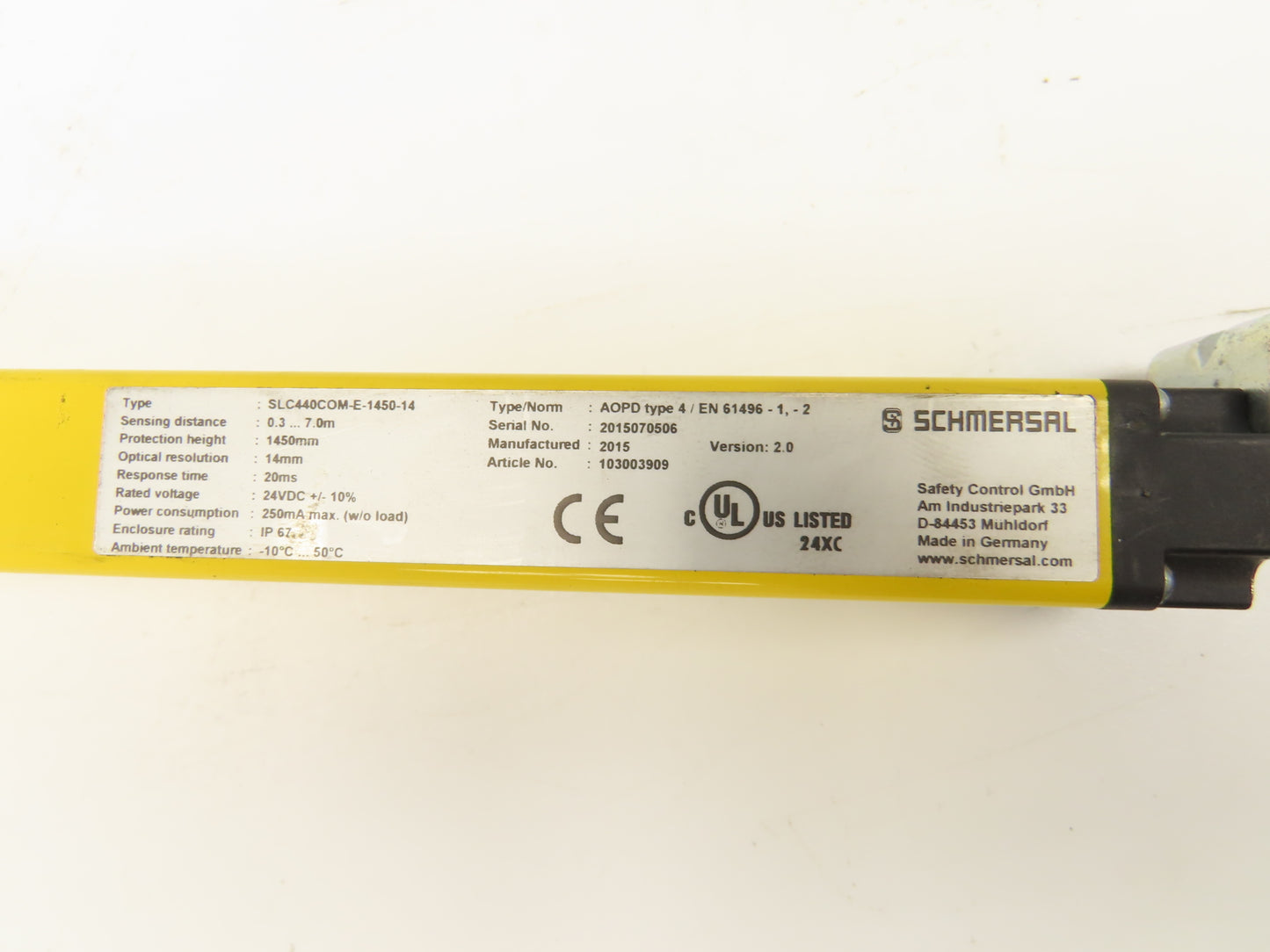 Schmersal SLC440COM-E-1450-14 Safety Light Curtain Transmitter -PARTS OR REPAIR