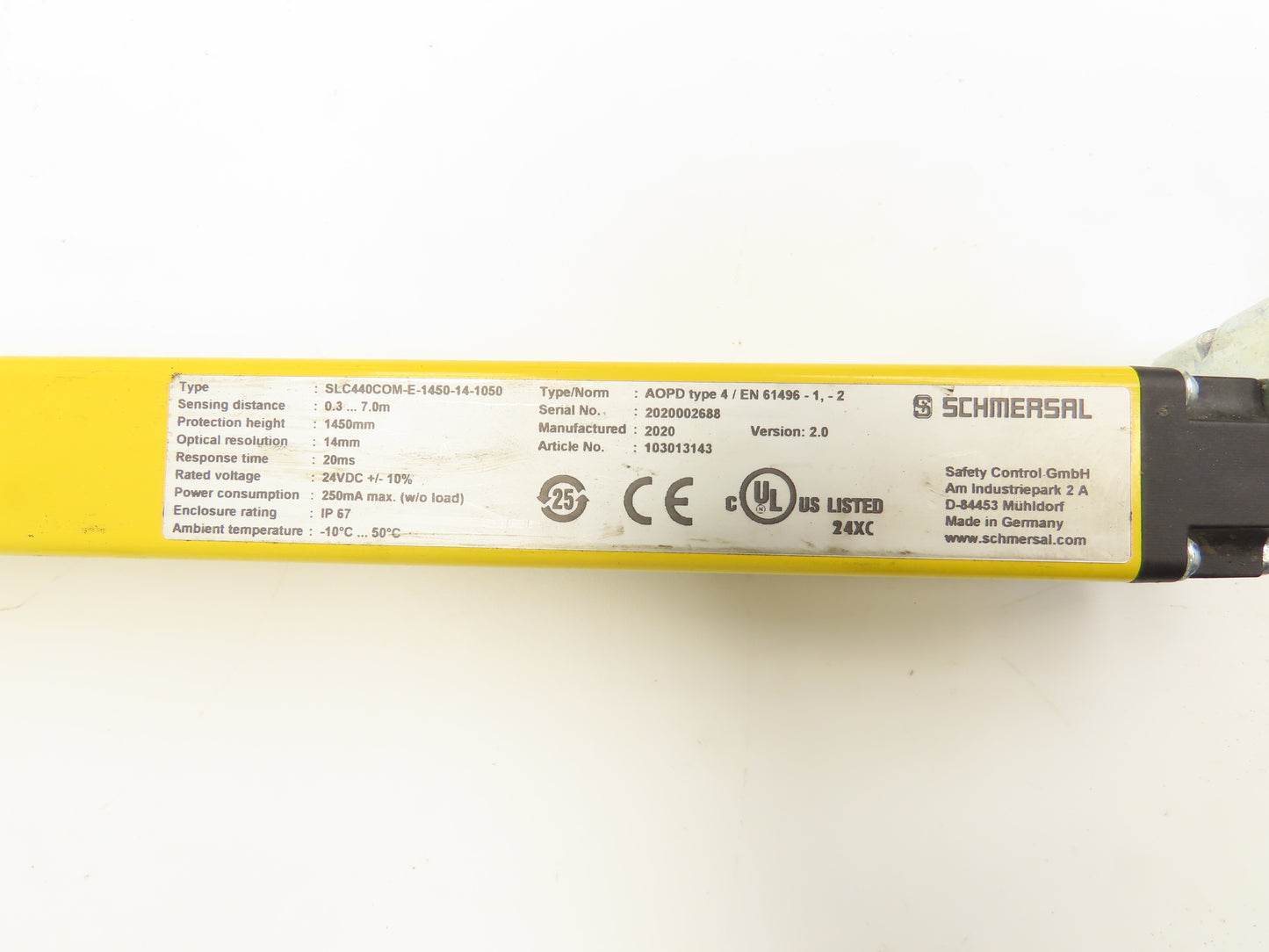 Schmersal SLC440COM-E-1450-14-1050 Safety Light Curtain Emitter -Needs Repair