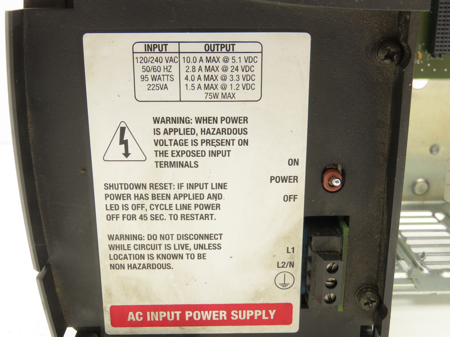 Allen Bradley ControlLogix I/O 10 Slot Rack Chassis & Power Supply 1756-PA72