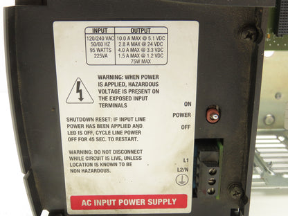 Allen Bradley ControlLogix I/O 10 Slot Rack Chassis & Power Supply 1756-PA72