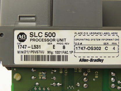 Allen Bradley 1747-L531 SLC 500 PLC Processor Unit Ser C Rev 8 FRN 4