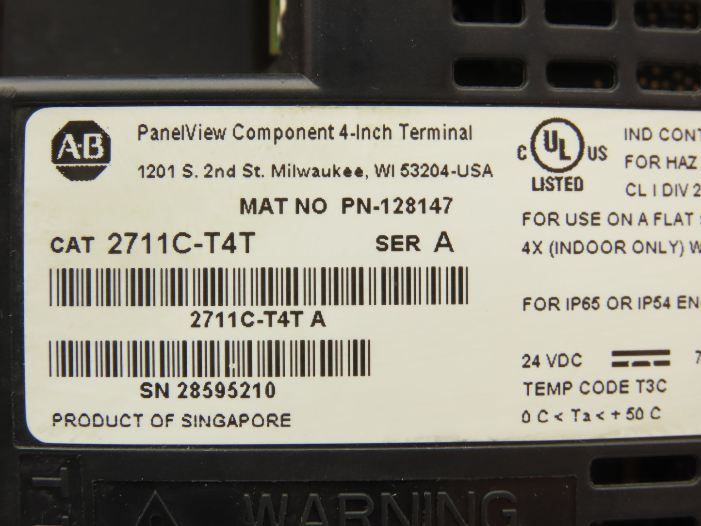 Allen Bradley 2711C-T4T PanelView Component 4" Touch Screen & 4-Key Input 24V