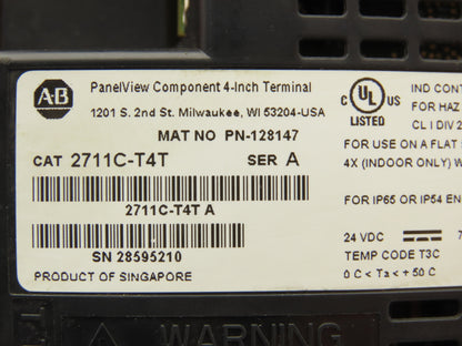 Allen Bradley 2711C-T4T PanelView Component 4" Touch Screen & 4-Key Input 24V