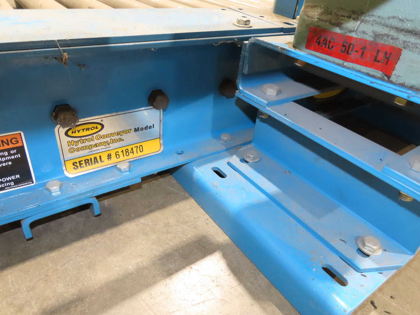 Hytrol 58"W x 5'L Pallet Conveyor 2.5"Roller 51.5"BF 3PH Chain Drive 20FPM
