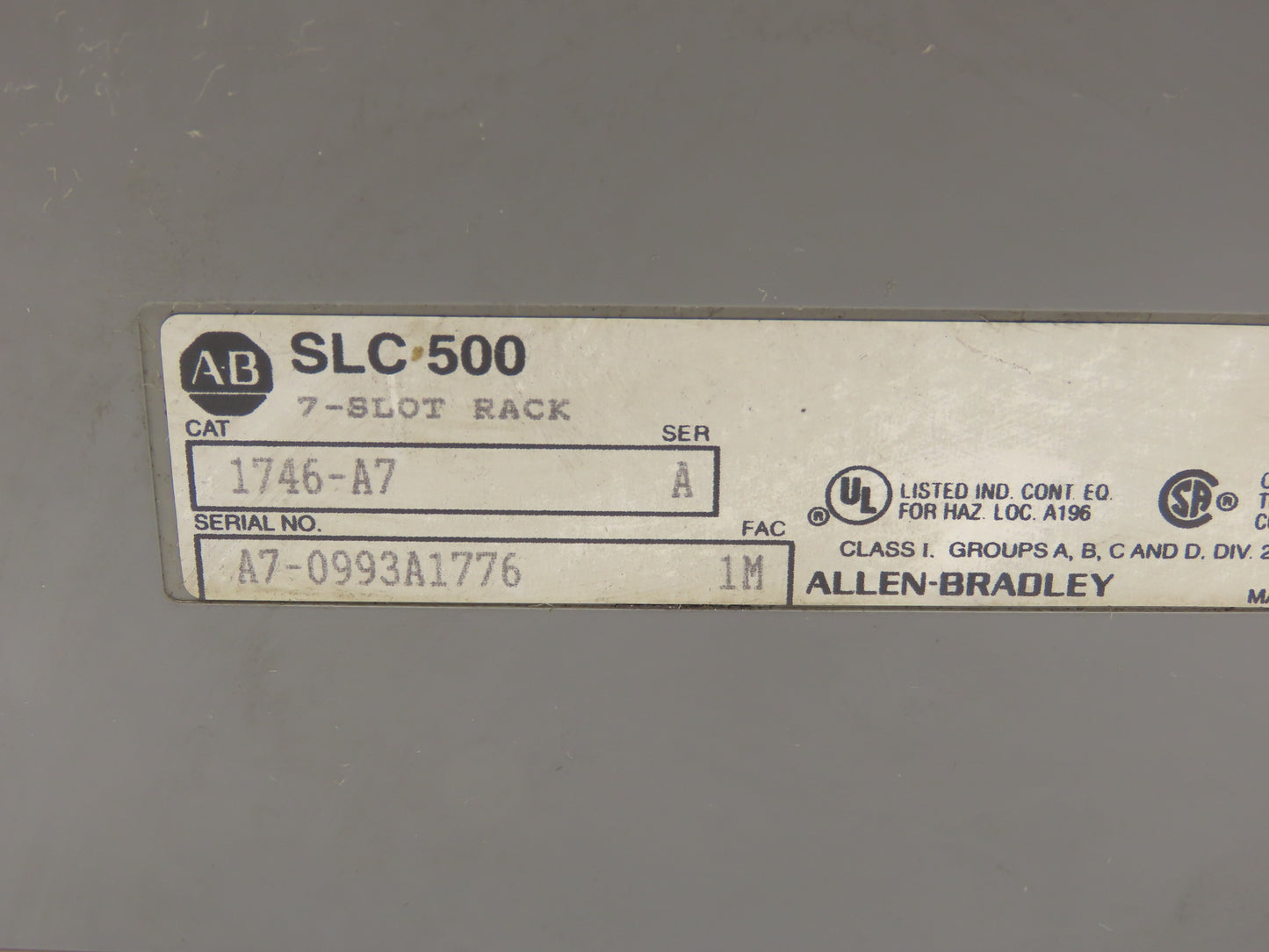 Allen Bradley 1746-A7 I/O 7 Slot Rack Chassis & Power Supply 1746-P1