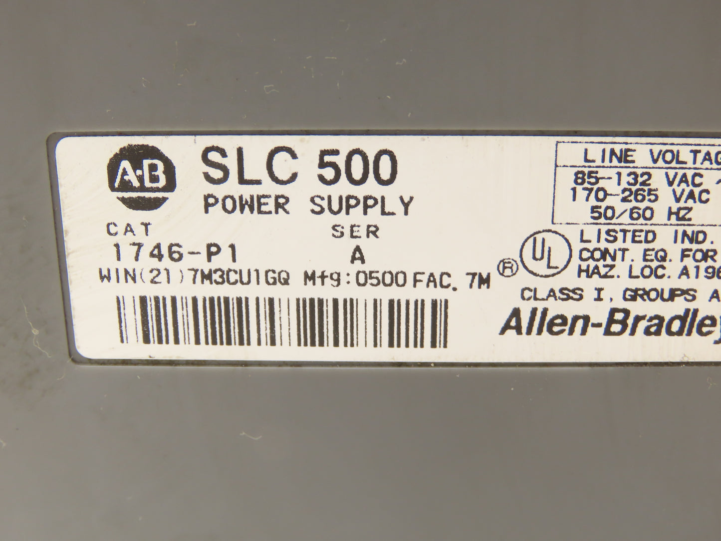Allen Bradley 1746-A7 I/O 7 Slot Rack Chassis & Power Supply 1746-P1