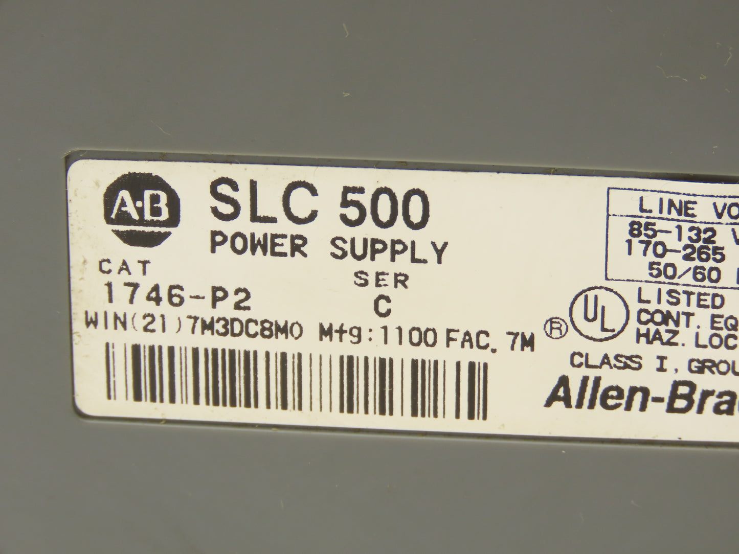 Allen Bradley 1746-A7 I/O 7 Slot Rack Chassis & Power Supply 1746-P2