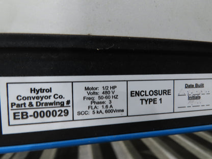 Hytrol 58"W x 15'L Pallet Conveyor 2.5"Roller 51.5"BF 3PH EZ-Logic Zones 30FPM