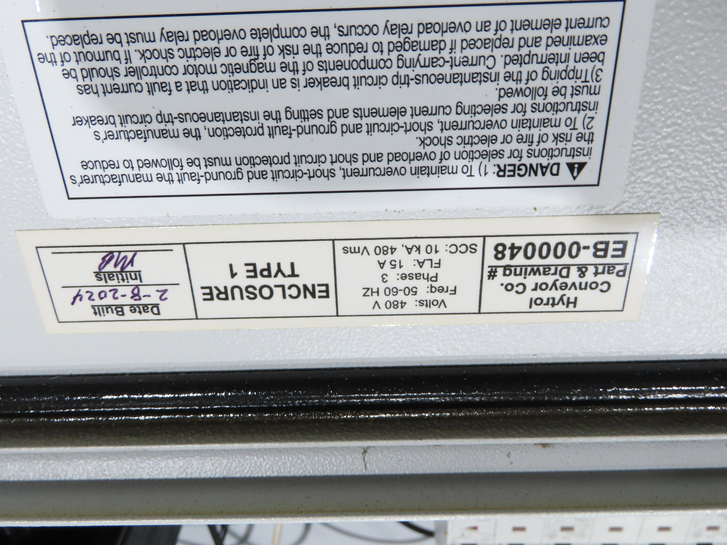 Hytrol 58"W x 15'L Pallet Conveyor 2.5"Roller 51.5"BF 3PH EZ-Logic Zones 30FPM