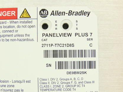 Allen Bradley 2711P-T7C21D8S PanelView Plus 7 Touch Screen Control HMI 24VDC