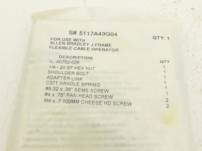 Allen Bradley PN-16014 J-Frame Circuit Breaker Disconnect Handle -Incomplete Kit