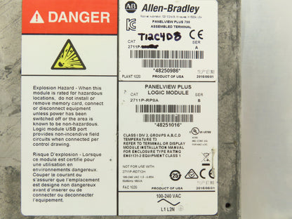 Allen Bradley 2711P-T12C4D8 PanelView Plus 1250 Touch Screen 12" HMI 100-240V