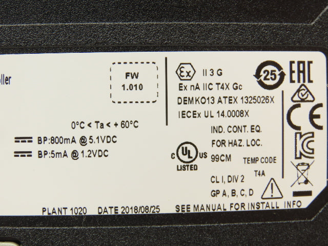 Allen Bradley 1756-L73/B ControlLogix 8 MB Controller Module Ser B FW 1.010