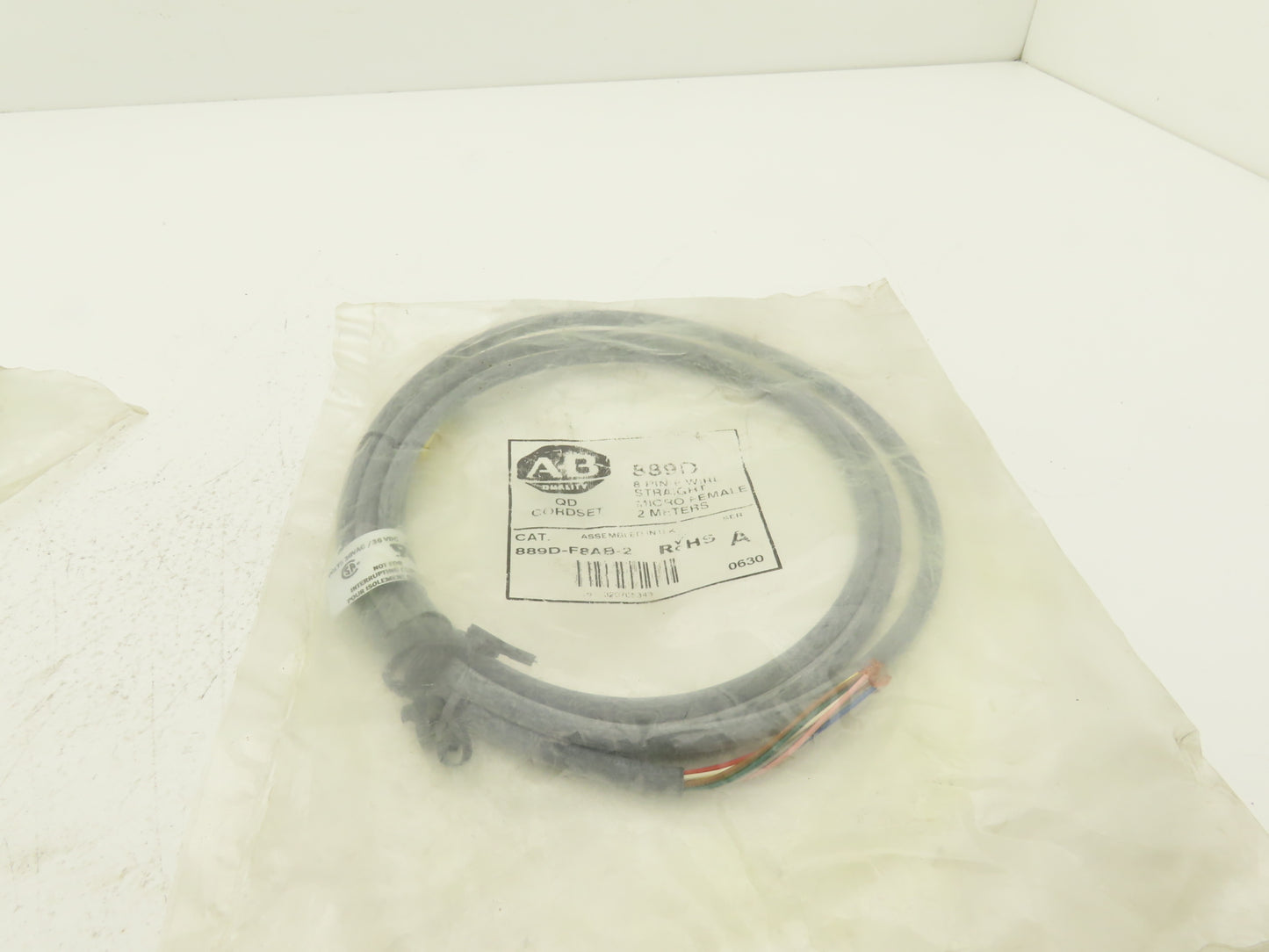 Allen Bradley 889D-F8AB-2 QD Cordset 8-Pin 8-Wire Cable 2M Ser A Gray  Lot of 2