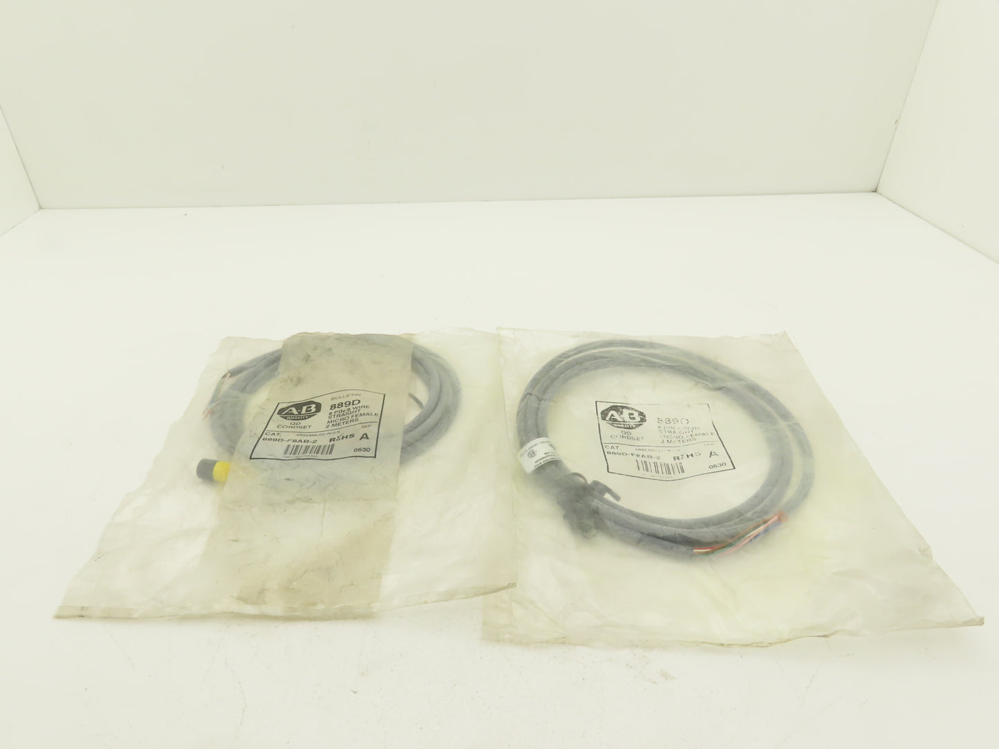 Allen Bradley 889D-F8AB-2 QD Cordset 8-Pin 8-Wire Cable 2M Ser A Gray  Lot of 2
