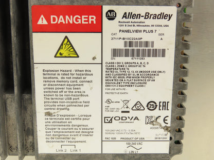 Allen Bradley 2711P-B10C22A9P PanelView Plus 7 Graphic Terminal 9.92" HMI 24VDC