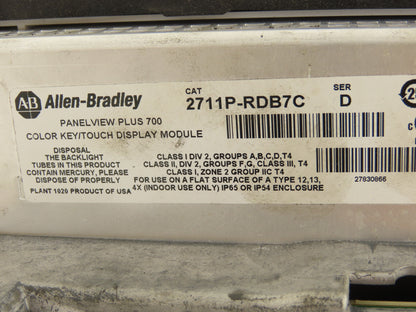 Allen Bradley 2711P-B7C4A8 PanelView Plus 700 Keypad/Touch W/Module 2711P-RDB7C