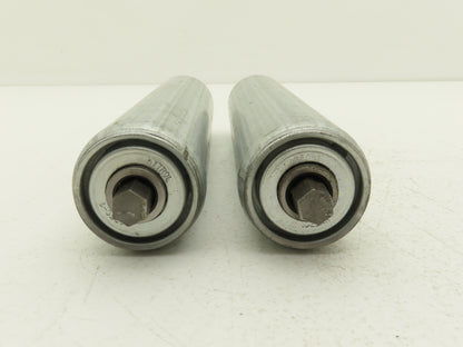 Hytrol 1.9"x 9"BF Steel Gravity Conveyor Roller 7/16" Hex Axle  Lot of 2