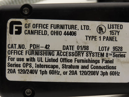 GF Office Furniture PDH-42 Office Panel Wire Harness 120/240V 1PH - 120/208V 3PH