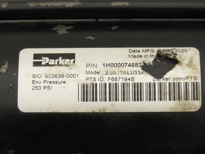 Parker 2.50 2ALU33A Pneumatic Air Cylinder 2.5" Bore 2.5" Stroke 250PSI
