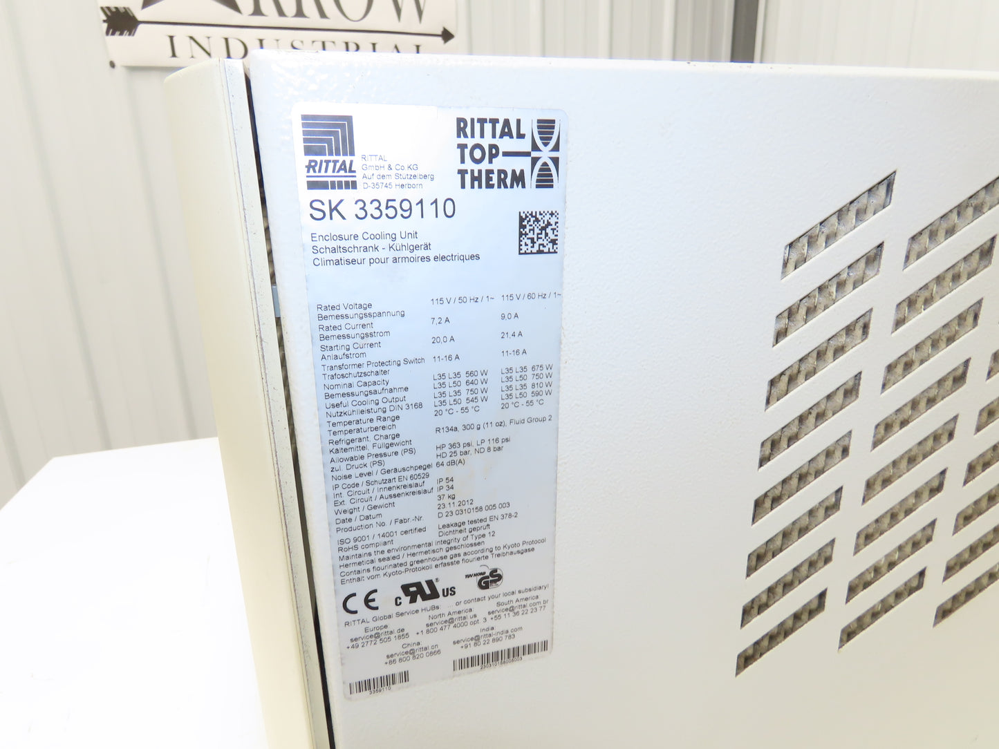Rittal SK 3359.110 Top Therm Roof Mount Enclosure Cooling Air Conditioner 115V
