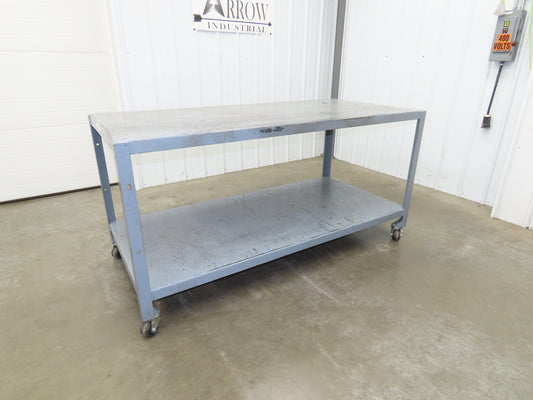 Mobile Machine Table 12 Gauge Steel Top Base Table Work Bench 72x34x36"