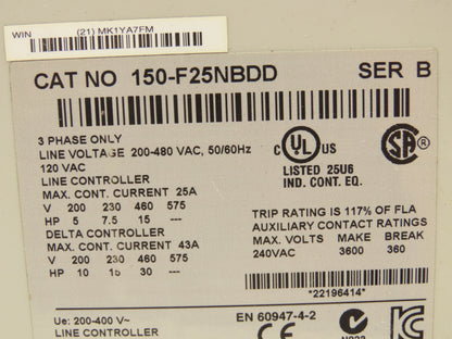 Allen Bradley 150-F25NBDD SMC Flex Soft Start Control Module 30 Hp 480VAC 3Ph