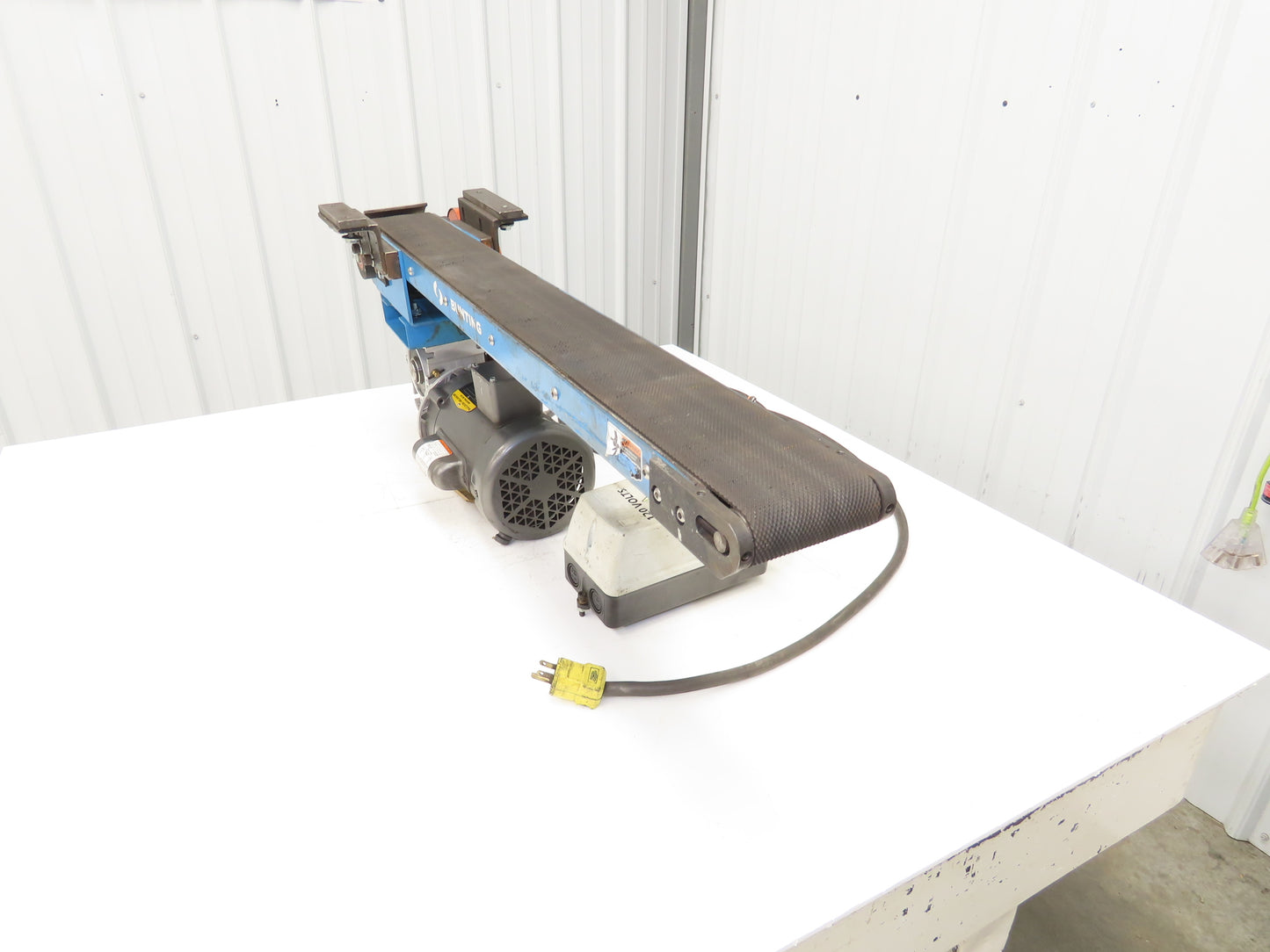 Bunting 4"x 40"L Magnetic Slider Bed Conveyor 3.5"Belt 115V 44FPM Chain Drive