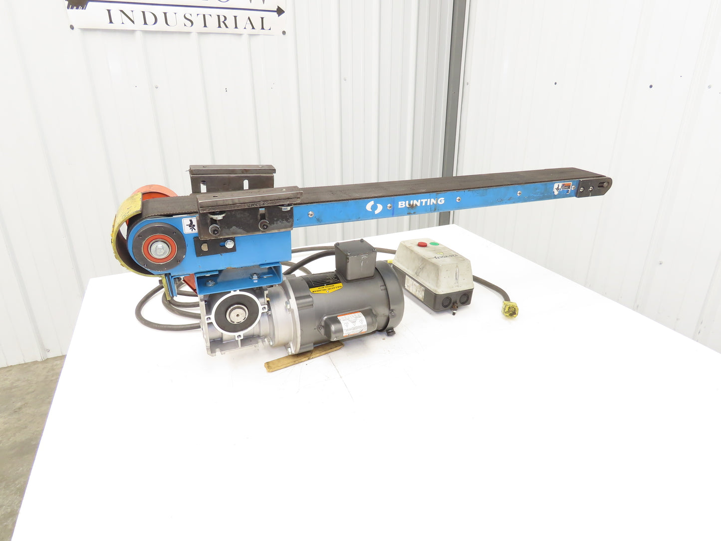 Bunting 4"x 40"L Magnetic Slider Bed Conveyor 3.5"Belt 115V 44FPM Chain Drive
