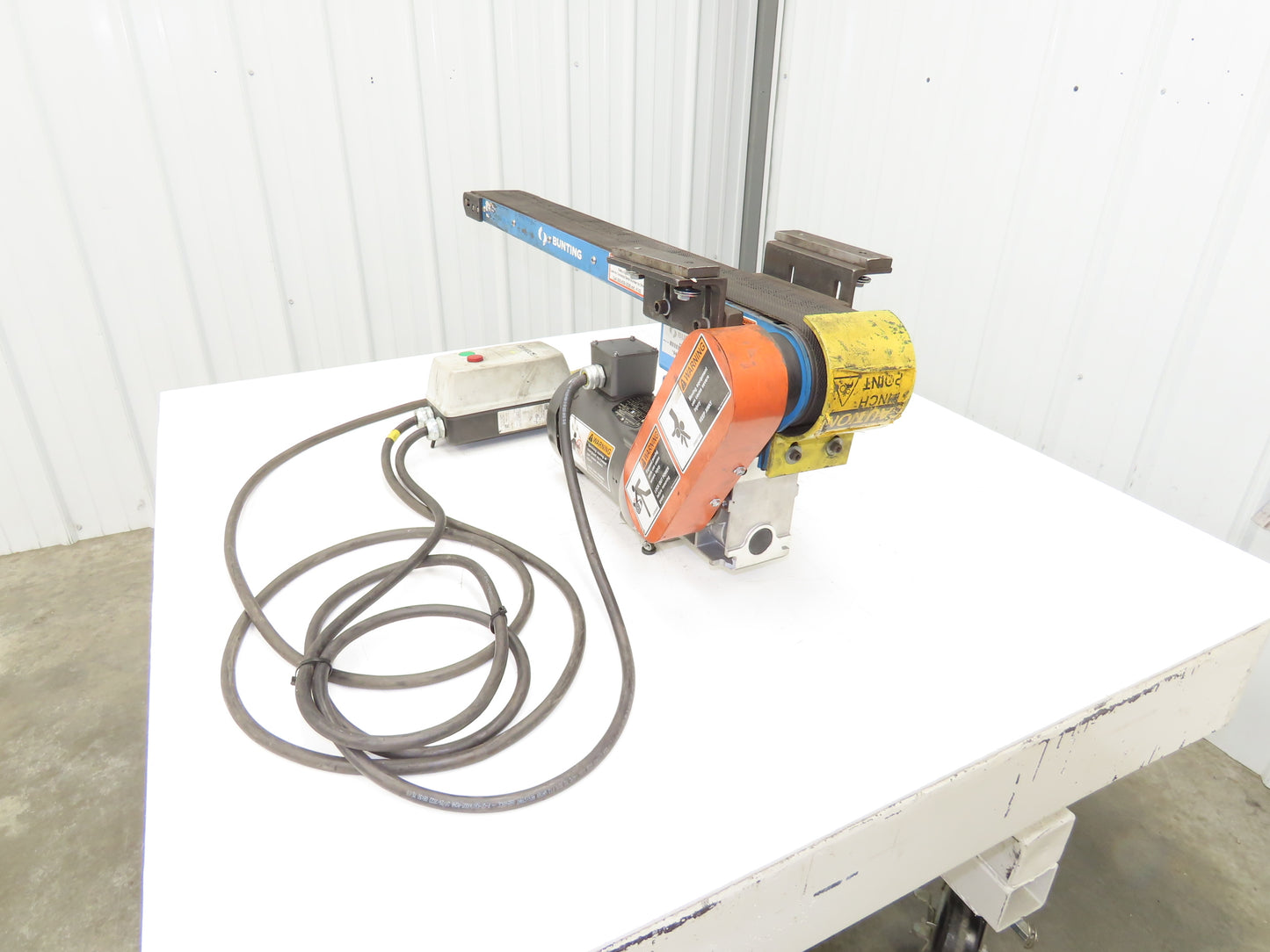 Bunting 4"x 40"L Magnetic Slider Bed Conveyor 3.5"Belt 115V 44FPM Chain Drive