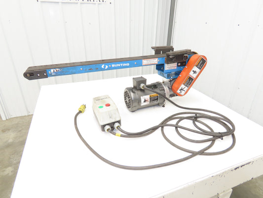Bunting 4"x 40"L Magnetic Slider Bed Conveyor 3.5"Belt 115V 44FPM Chain Drive